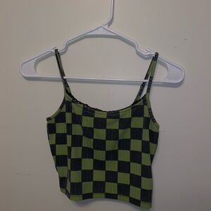Forever 21 Green and Black Checkered Camisole